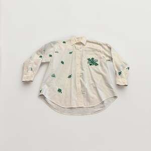 Casey Coleman Womens White St. Patrick Allover Embroidered Long Sleeve Shirt S/M